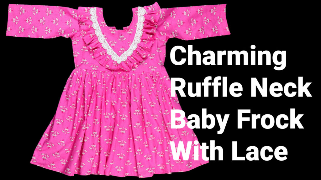 Charming Ruffle Neck Baby Frock with Lace