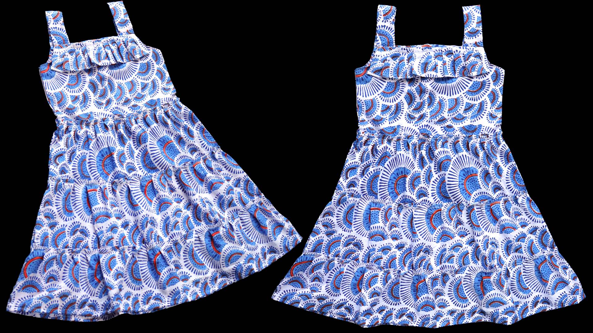 Creative 3-Tier Layer Frock Design for Babies with Shoulder Strips