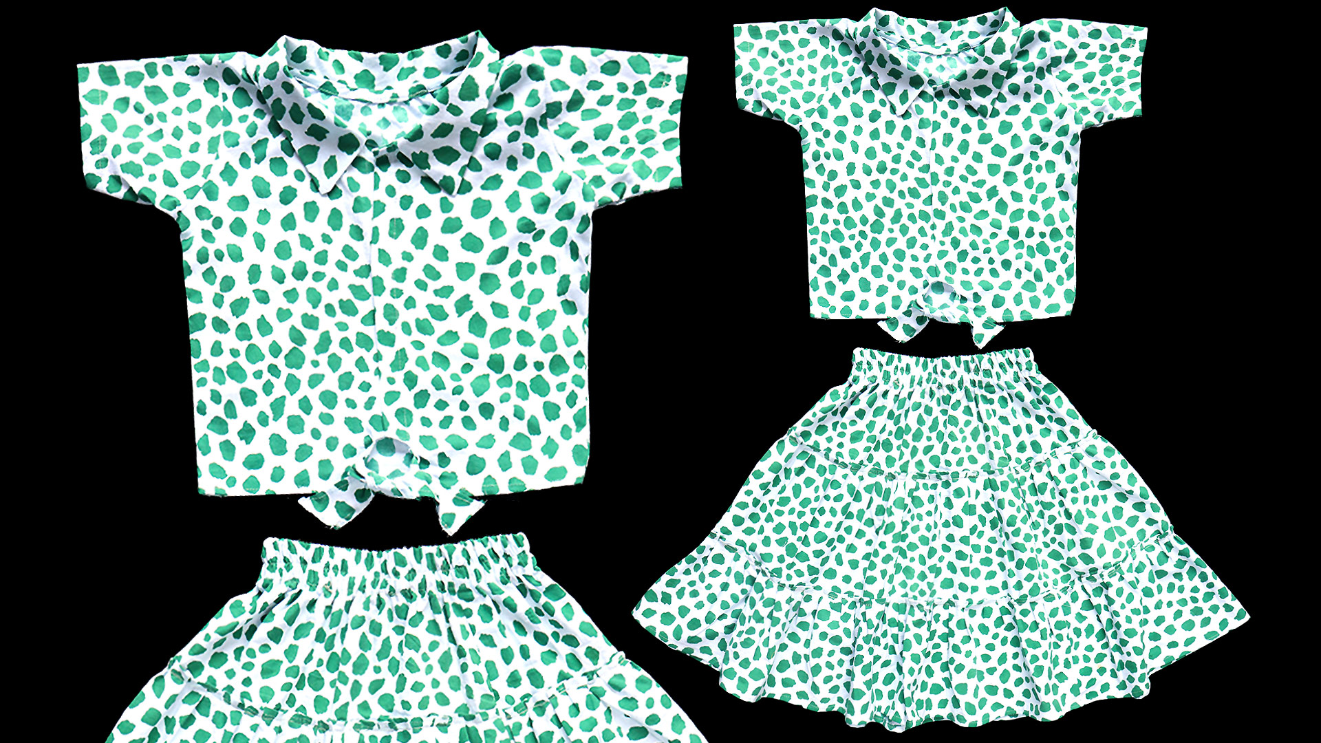 Stylish Collared Front Knot Top and Frill Skirt Set for Baby Girls